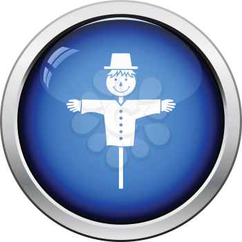 Scarecrow icon. Glossy button design. Vector illustration.
