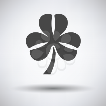 Shamrock icon on gray background with round shadow. Vector illustration.