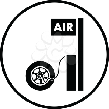 Wheels pump station icon. Thin circle design. Vector illustration.