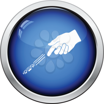 Hand throwing gamble chips icon. Glossy button design. Vector illustration.
