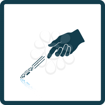 Hand throwing gamble chips icon. Shadow reflection design. Vector illustration.