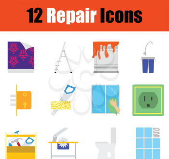 Repair icon set. Color flat design. Vector illustration.