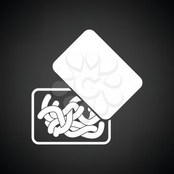 Icon of worm container. Black background with white. Vector illustration.
