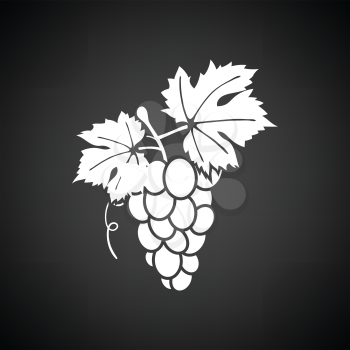 Grape icon. Black background with white. Vector illustration.