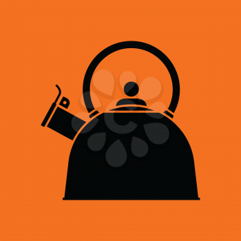 Kitchen kettle icon. Orange background with black. Vector illustration.