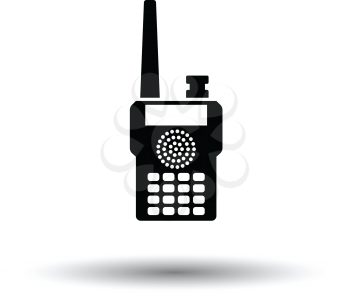 Portable radio icon. White background with shadow design. Vector illustration.