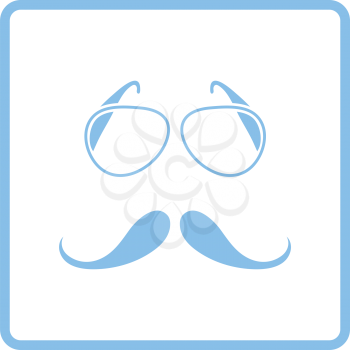 Glasses and mustache icon. Blue frame design. Vector illustration.