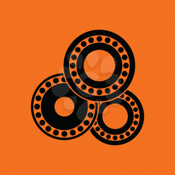Bearing icon. Orange background with black. Vector illustration.