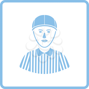 American football referee icon. Blue frame design. Vector illustration.
