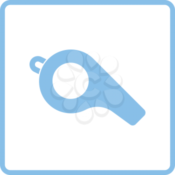 American football whistle icon. Blue frame design. Vector illustration.