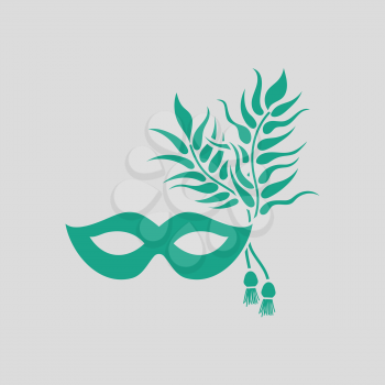 Party carnival mask icon. Gray background with green. Vector illustration.