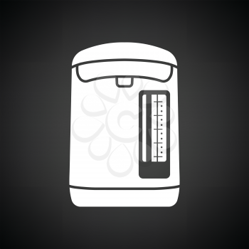 Kitchen electric kettle icon. Black background with white. Vector illustration.