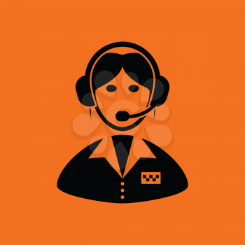 Taxi dispatcher icon. Orange background with black. Vector illustration.