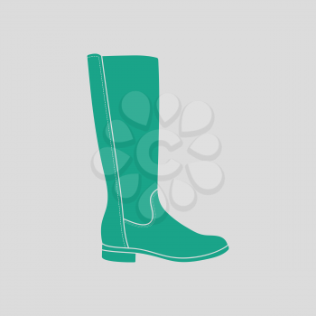 Autumn woman boot icon. Gray background with green. Vector illustration.