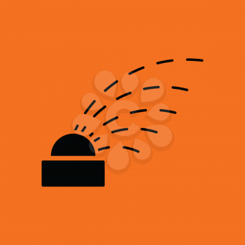 Automatic watering icon. Orange background with black. Vector illustration.