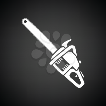 Chain saw icon. Black background with white. Vector illustration.
