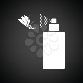 Mosquito spray icon. Black background with white. Vector illustration.