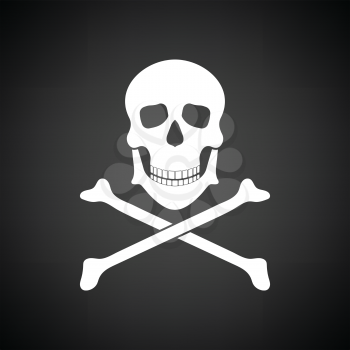 Icon of poison from skill and bones. Black background with white. Vector illustration.