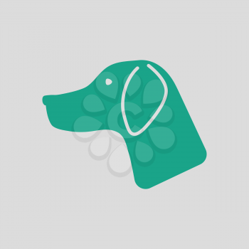 Hunting dog had  icon. Gray background with green. Vector illustration.