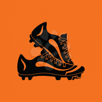 Baseball boot icon. Orange background with black. Vector illustration.