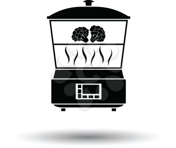 Kitchen steam cooker icon. White background with shadow design. Vector illustration.