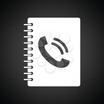Phone book icon. Black background with white. Vector illustration.