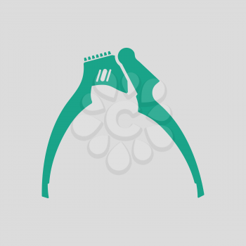 Garlic press icon. Gray background with green. Vector illustration.