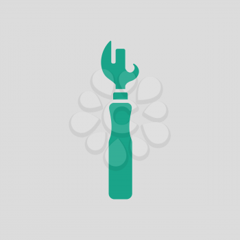 Can opener icon. Gray background with green. Vector illustration.