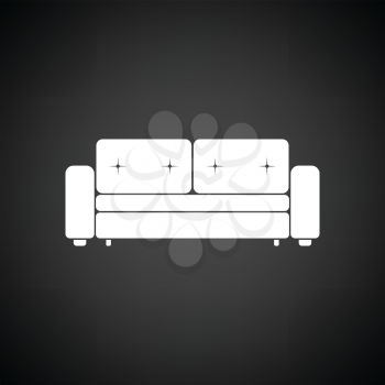 Cinema sofa icon. Black background with white. Vector illustration.