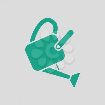 Watering can icon. Gray background with green. Vector illustration.