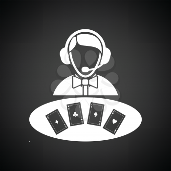 Casino dealer icon. Black background with white. Vector illustration.