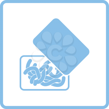 Icon of worm container. Blue frame design. Vector illustration.