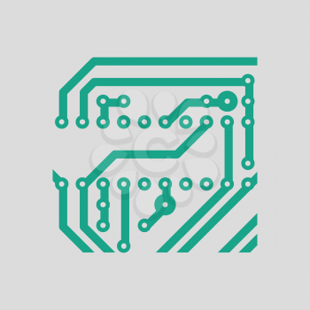 Circuit board icon. Gray background with green. Vector illustration.