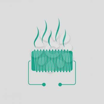 Electrical heater icon. Gray background with green. Vector illustration.