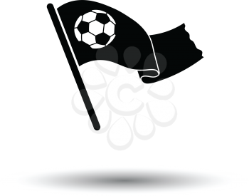 Football fans waving flag with soccer ball icon. White background with shadow design. Vector illustration.
