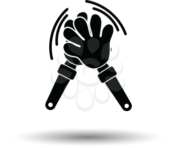 Football fans clap hand toy icon. White background with shadow design. Vector illustration.