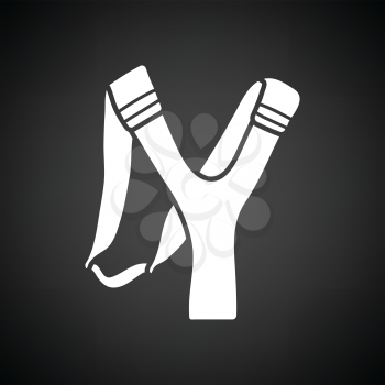 Hunting  slingshot  icon. Black background with white. Vector illustration.