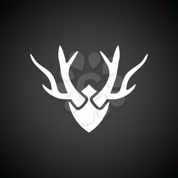 Deer's antlers  icon. Black background with white. Vector illustration.