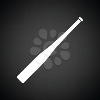Baseball bat icon. Black background with white. Vector illustration.