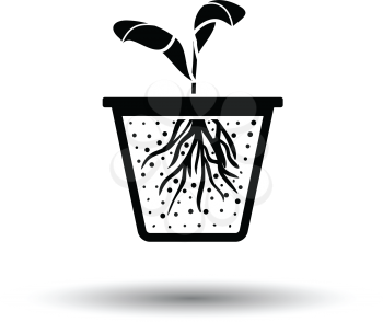 Seedling icon. White background with shadow design. Vector illustration.