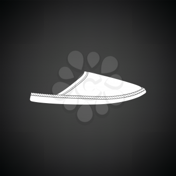 Man home slipper icon. Black background with white. Vector illustration.