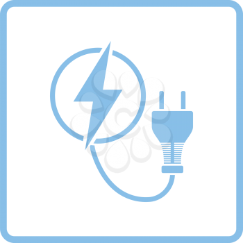 Electric plug icon. Blue frame design. Vector illustration.