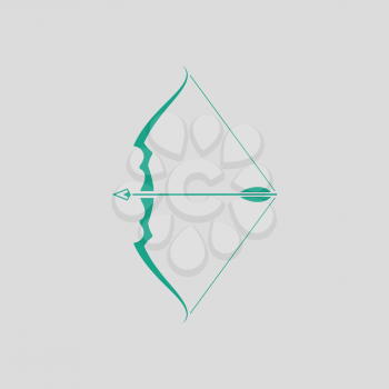 Bow with arrow icon. Gray background with green. Vector illustration.