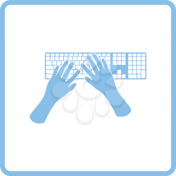 Typing icon. Blue frame design. Vector illustration.