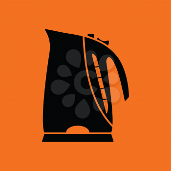 Kitchen electric kettle icon. Orange background with black. Vector illustration.