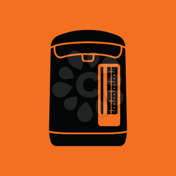 Kitchen electric kettle icon. Orange background with black. Vector illustration.