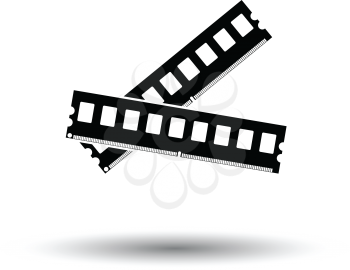 Computer memory icon. Black background with white. Vector illustration.