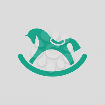 Rocking horse ico. Gray background with green. Vector illustration.