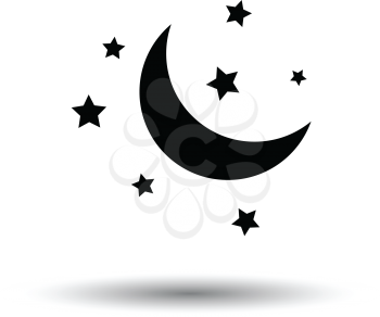 Night icon. White background with shadow design. Vector illustration.