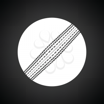 Cricket ball icon. Black background with white. Vector illustration.